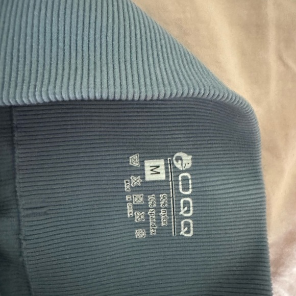 Blue Ribbed High-Waisted Shorts - Picture 2 of 2